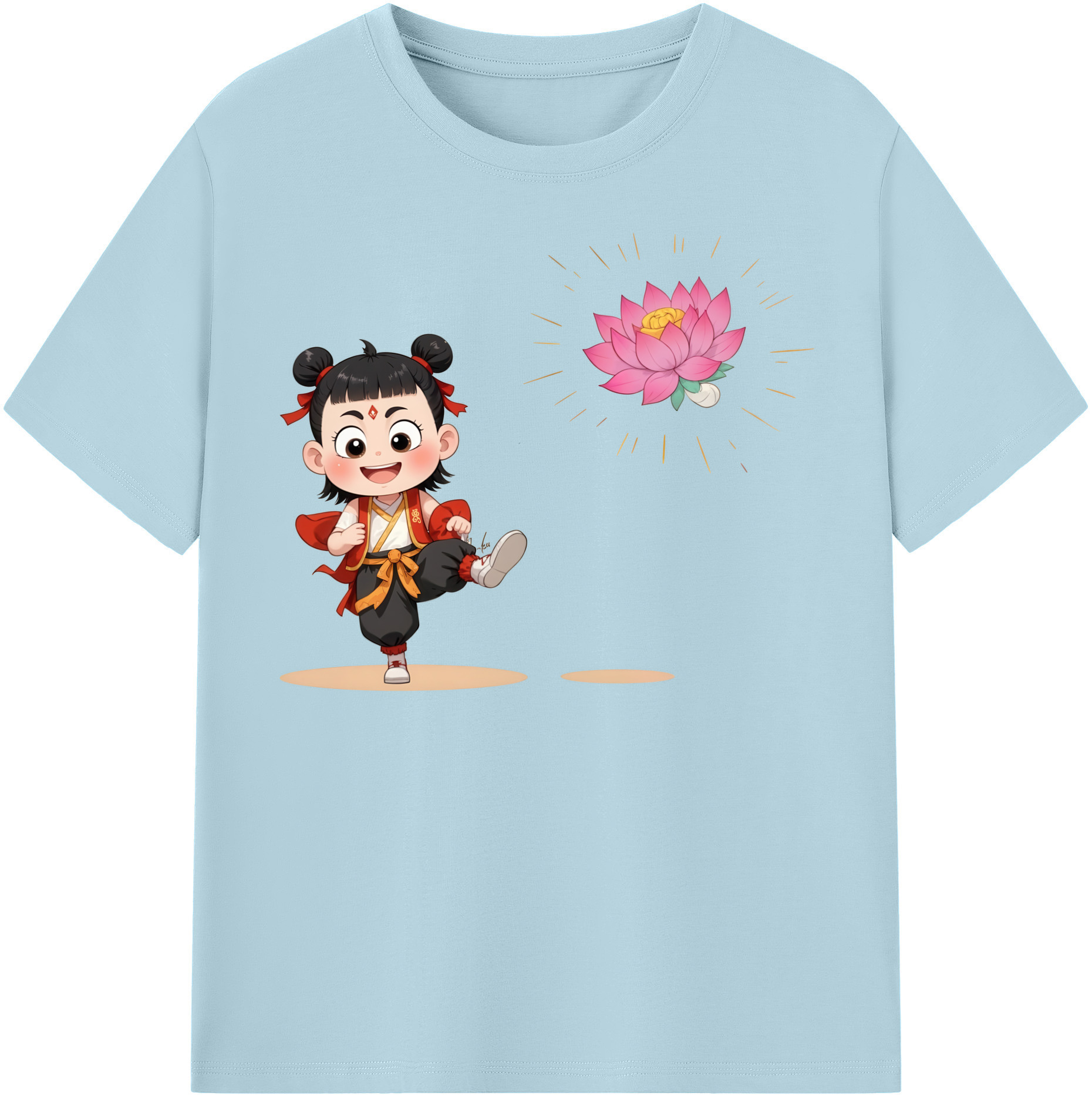 （画像用） Ne Zha 2 ナタ 魔童の大暴れ 綿100％半袖Tシャツ（フロントプリント）